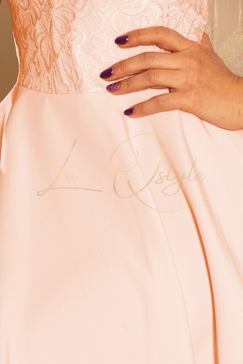 Sukienka rozkloszowana z koronką BRZOSKWINIOWA