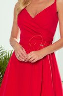 Elegancka maxi długa suknia na ramiączkach CZERWONA