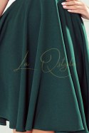 393-1 ROSALIA Kobieca sukienka z kopertowym dekoltem i kokardkami - ZIELEŃ BUTELKOWA