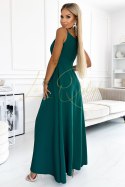 Elegancka maxi długa suknia na ramiączkach ZIELONA