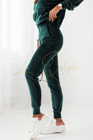 LOUIS welurowy komplet dresowy BUTELKOWA ZIELEŃ