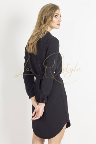 AMARA sukienka ze stójką i asymetrycznym dołem CZARNA