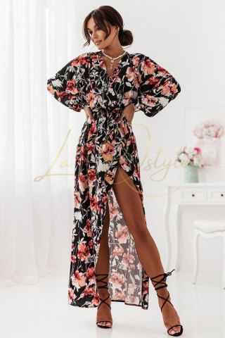 LEJLA zwiewna sukienka w kwiaty z głębokim dekoltem