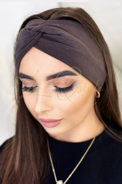 Bawełniana czekoladowa opaska na głowę Maila