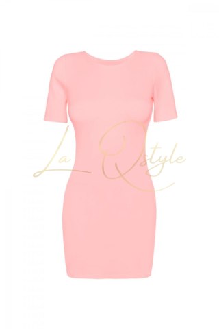 WHITNEY klasyczna, krótka sukienka PUDROWY RÓŻ