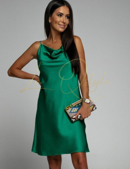 Satynowa sukienka mini - Zielona