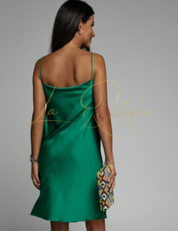 Satynowa sukienka mini - Zielona