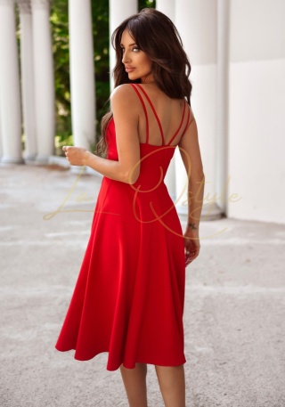 TIFANI sukienka midi z kopertowym dekoltem 7/8 CZERWONA