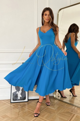 ROZALIA sukienka midi na ramiączkach LAZUROWA