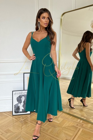 ROZALIA sukienka midi na ramiączkach BUTELKOWA ZIELEŃ