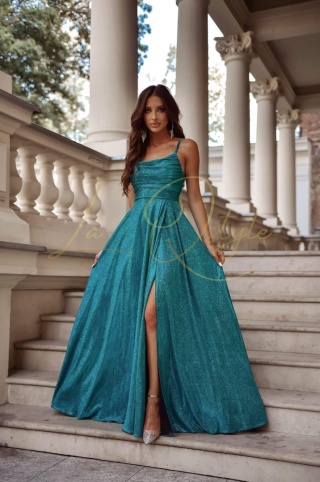 VALERIA sukienka brokatowa z wiązaniem na plecach ZIELONA