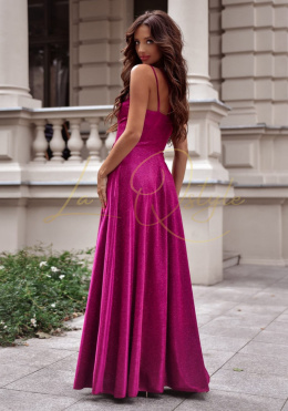 Długa brokatowa sukienka z rozcięciem AMARANT