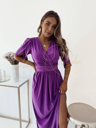 BETTY maxi sukienka brokatowa z rękawem BISKUPI