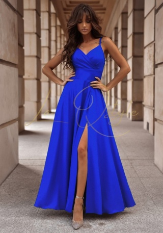 TIFANI długa gładka sukienka z rozcięciem CHABROWA