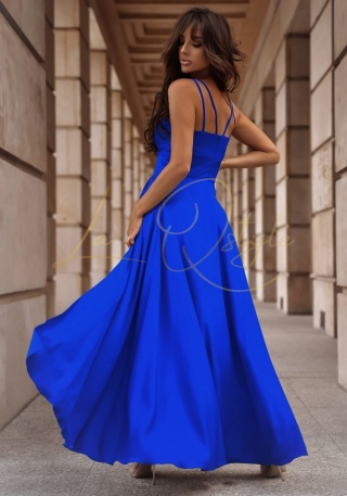 TIFANI długa gładka sukienka z rozcięciem CHABROWA