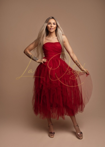 DINA sukienka tiulowa z gorsetem CZERWONA