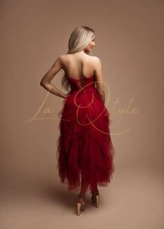 DINA sukienka tiulowa z gorsetem CZERWONA