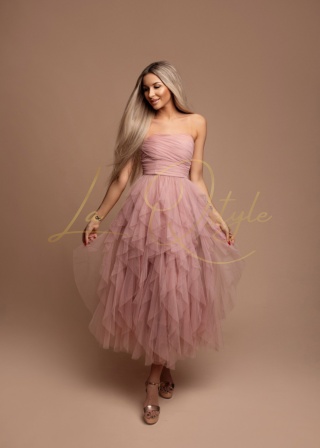 DINA sukienka tiulowa z gorsetem PUDROWY RÓŻ