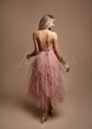DINA sukienka tiulowa z gorsetem PUDROWY RÓŻ