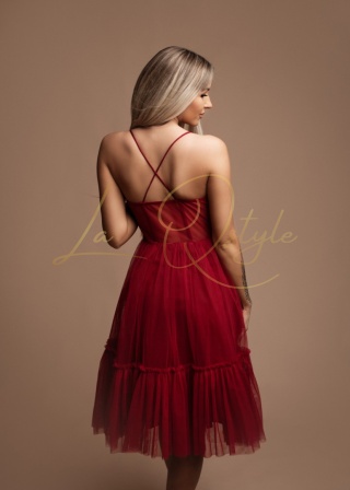 JEANNE sukienka midi rozkloszowana z gorsetem CZERWONA