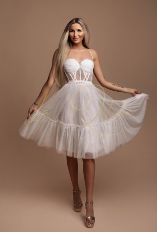 JEANNE sukienka midi rozkloszowana z gorsetem BIAŁA