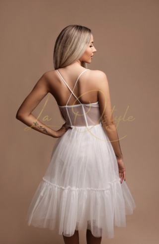 JEANNE sukienka midi rozkloszowana z gorsetem BIAŁA