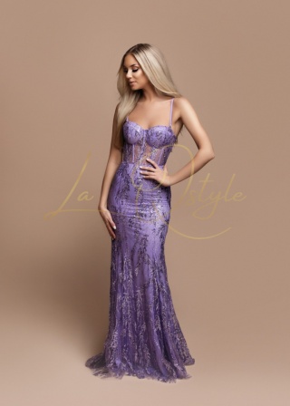 MARISSA sukienka dopasowana brokatowa z gorsetem LILA