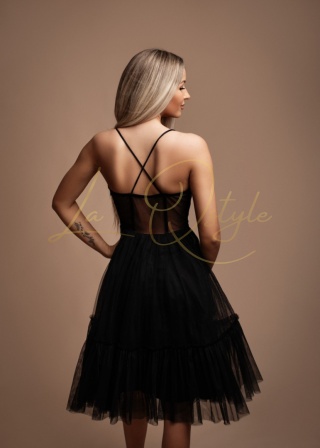 JEANNE sukienka midi rozkloszowana z gorsetem CZARNA