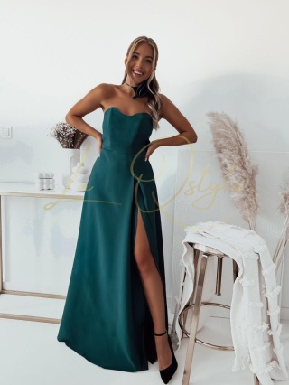 TRACY sukienka z gorsetem i chokerem BUTELKOWA ZIELEŃ