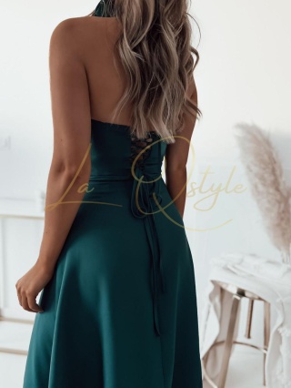TRACY sukienka z gorsetem i chokerem BUTELKOWA ZIELEŃ
