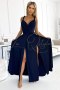 Elegancka długa suknia wiązana na wiele sposobów GRANATOWA
