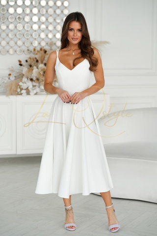 ROZALIA sukienka midi na ramiączkach ECRU