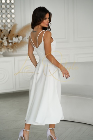 ROZALIA sukienka midi na ramiączkach ECRU