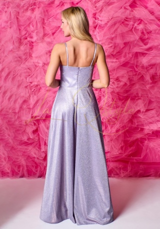 ALEXIA sukienka brokatowa z marszczeniem JASNY FIOLET