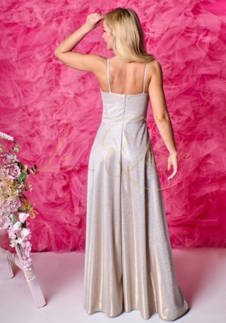 ALEXIA sukienka brokatowa z marszczeniem ZŁOTA