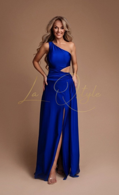 ERICA długa sukienka satynowa na jedno ramię z rozcięciami CHABROWA