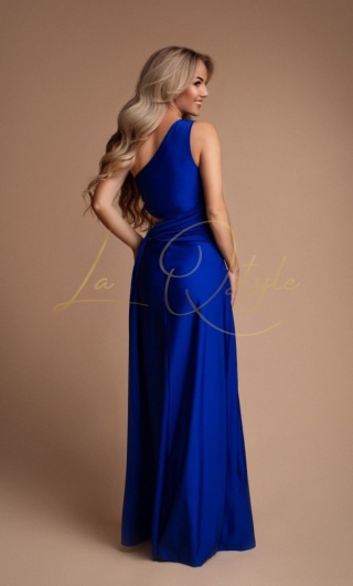 ERICA długa sukienka satynowa na jedno ramię z rozcięciami CHABROWA