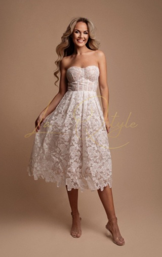 SALMA koronkowa sukienka midi z gorsetem ECRU