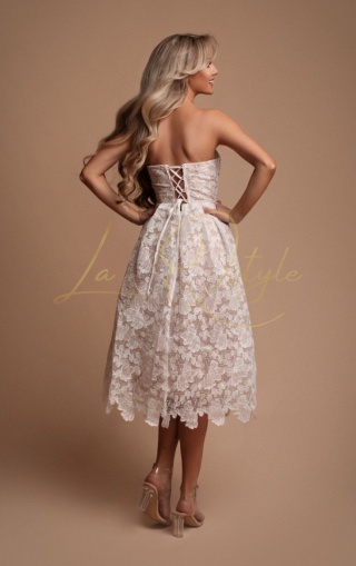 SALMA koronkowa sukienka midi z gorsetem ECRU