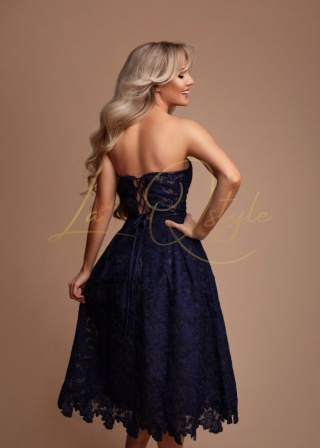 SALMA koronkowa sukienka midi z gorsetem GRANATOWA