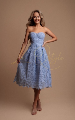 SALMA koronkowa sukienka midi z gorsetem BŁĘKITNA