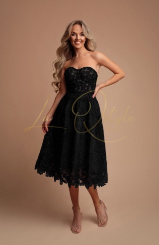 SALMA koronkowa sukienka midi z gorsetem CZARNA