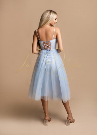 SIMONE tiulowa sukienka midi z gorsetem BŁĘKITNA