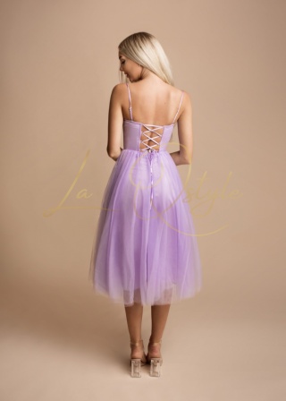 SIMONE tiulowa sukienka midi z gorsetem LILA