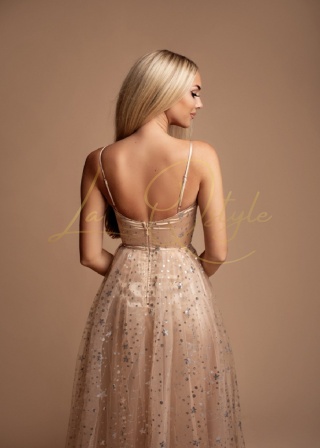 ALEX długa połyskująca sukienka wieczorowa, księżniczka ZŁOTA