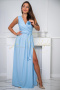 ATENA maxi brokatowa sukienka na szerokich ramiączkach BABY BLUE