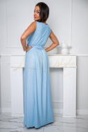 Maxi brokatowa sukienka na szerokich ramiączkach BABY BLUE