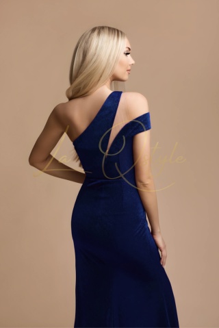 MARIE dopasowana błyszcząca sukienka na jedno ramię GRANAT