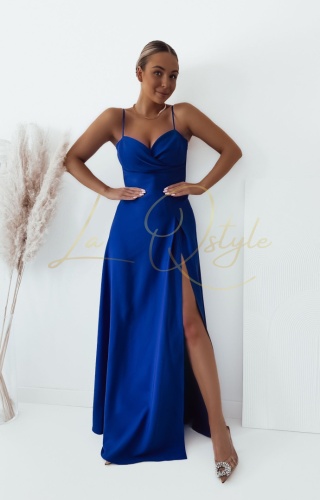 WENDY gładka sukienka z wiązaniem na plecach i rozcięciem CHABROWA