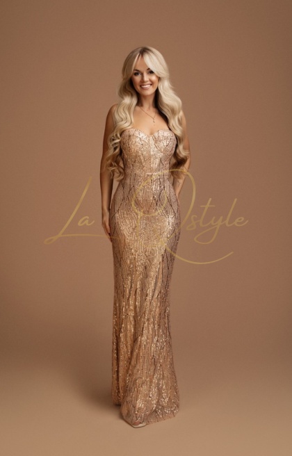 URSULE cekinowa sukienka rybka z gorsetem ZŁOTA